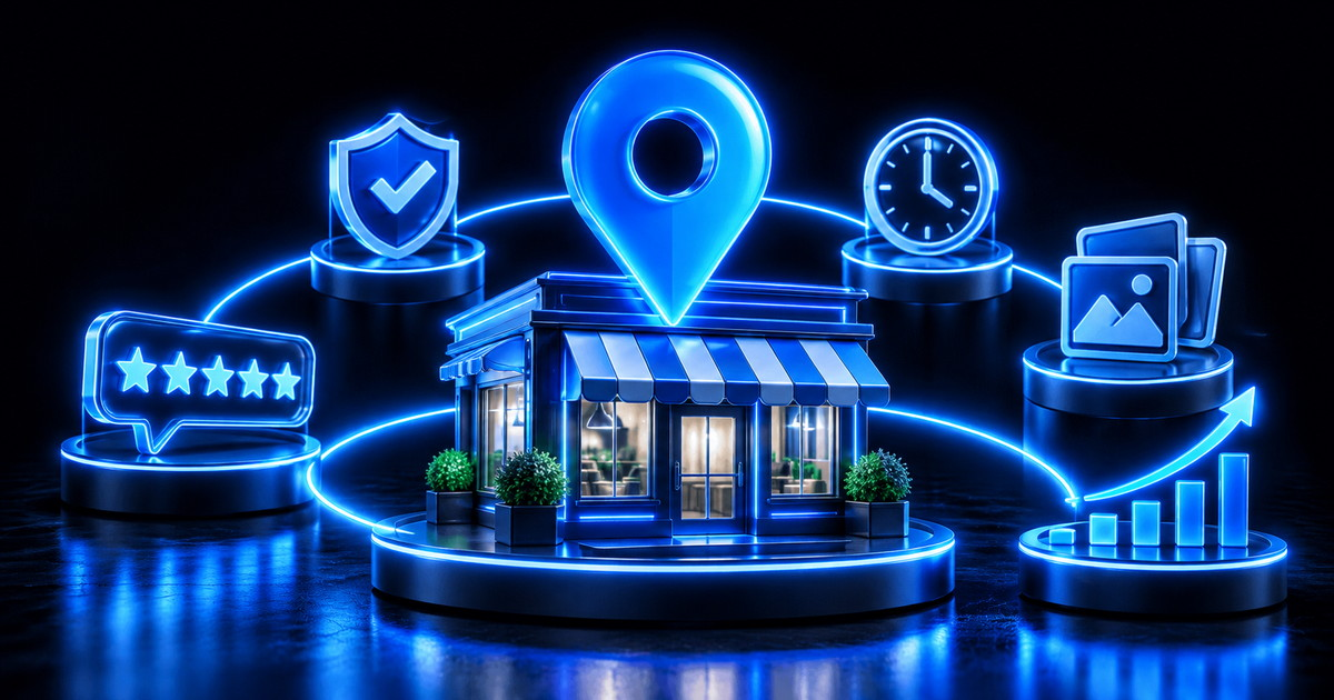 Small business owner setting up and optimizing a Google Business Profile